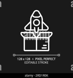 2D customizable product launch linear icon Stock Vector
