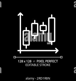 Candlestick chart white linear icon for dark theme Stock Vector