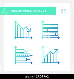 Business performance gradient linear vector icons set Stock Vector