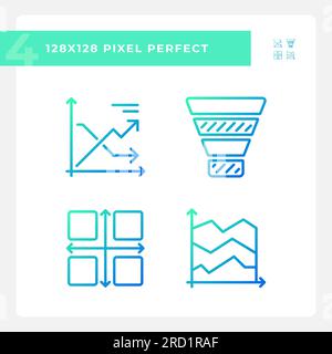 Marketing charts gradient linear vector icons set Stock Vector