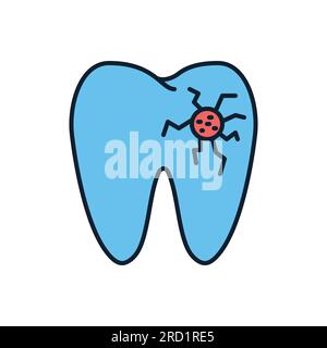 Caries Related Vector Icon. Caries sign. Tooth icon with lesion ...