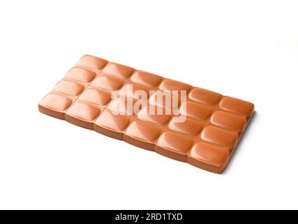 Large whole bar of milk chocolate with nuts on a white background, chocolate on white isolated. Stock Photo