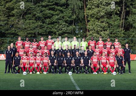 Liege, Belgium. 18th July, 2023. Standard's players pose for a team picture at the 2023-2024 season photoshoot of Belgian Jupiler Pro League team Standard de Liege, Tuesday 18 July 2023 in Liege. BELGA PHOTO BRUNO FAHY Credit: Belga News Agency/Alamy Live News Stock Photo