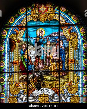 SIBIU, ROMANIA - JUNE 23, 2023: Holy Trinity Roman Catholic Church Stock Photo