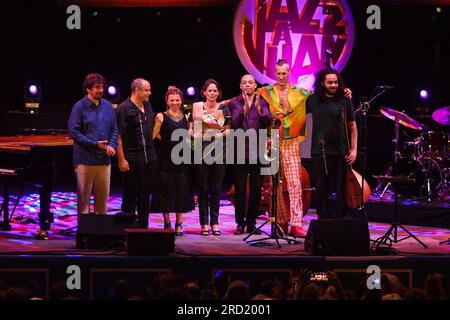 France. 14th July, 2023. Cyril Atef, Sophie Alour - Festival de Jazz de Juan les Pins 2023 du 10 au 21 juillet. (Photo by Lionel Urman/Sipa USA) Credit: Sipa USA/Alamy Live News Stock Photo