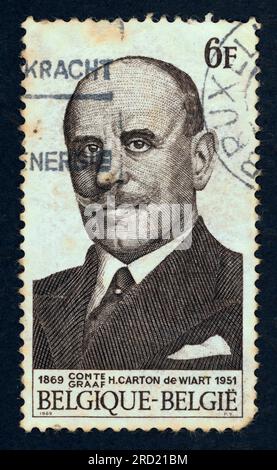 Belgian postage stamp (1969) : Henry Victor Marie Ghislain, Count Carton de Wiart (1869 – 1951), 23rd Prime Minister of Belgium from 1920 to 1921. Stamp issued in Belgium in 1969 on the 100th anniversary of his brith. Face value: 6F (6 francs). Stock Photo