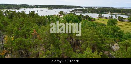 Standing in tower overlooking Nykoping archipelago july 15 Stock Photo