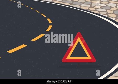 red emergency triangle on the road- vector illustration Stock Vector