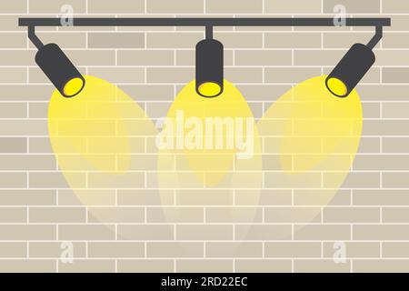 spotlight lighting on brick wall- vector illustration Stock Vector