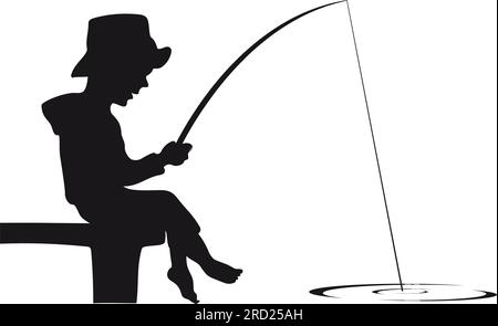 Fishing man silhouettes Stock Vector Images - Alamy