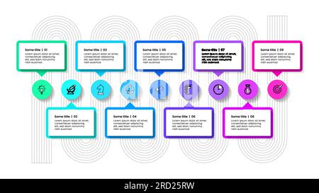 Infographic template with icons and 9 options or steps. Abstract timeline. Can be used for workflow layout, banner, diagram, webdesign. Vector illustr Stock Vector