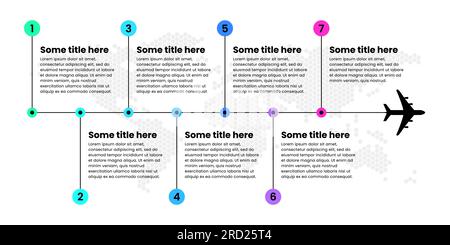Infographic template with icons and 7 options or steps. Travel concept. Can be used for workflow layout, banner, diagram, webdesign. Vector illustrati Stock Vector