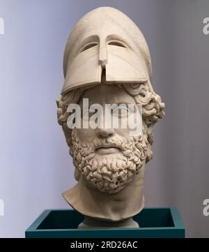 Berlin, Germany - 18 September 2019: Famous bust of model military commander in Berlin Altes museum. Ancient sculpture at exibition in Germany Stock Photo