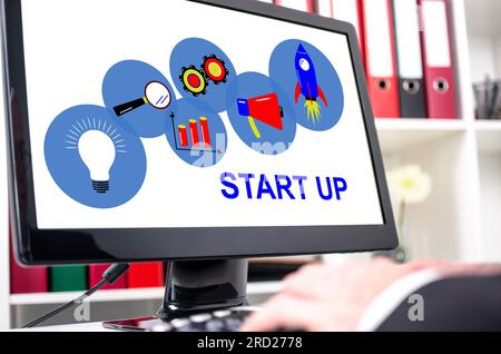 Start up concept shown on a computer screen Stock Photo