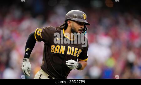 Fernando Tatis Jr. #23 of the San Diego Padres looks on after flying