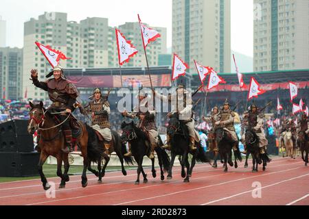 Ulaanbaatar, Mongolia. 11th June, 2023. Opening ceremony of the 2023 naadam festival. Credit: L.Enkh-Orgil. Stock Photo