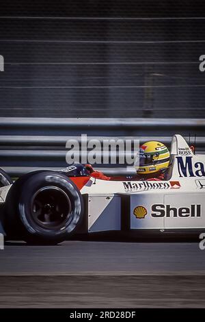 Imola, Italy. 01 May 1988. Grand Prix of San Marino. F1 World Championship 1988. #12 Ayrton Senna, Brazilian, on his Mclaren Honda. Stock Photo
