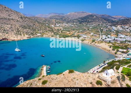 Remote beach of Armeos near famous Galissa beach on Syros island, Greece. Stock Photo