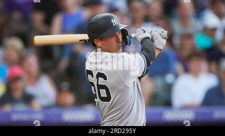 New York Yankees catcher Kyle Higashioka (66) in the second inning of a  baseball game Saturday, July 15, 2023, in Denver.(AP Photo/David Zalubowski  Stock Photo - Alamy