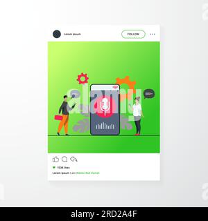 People using voice assistant app on smartphone Stock Vector