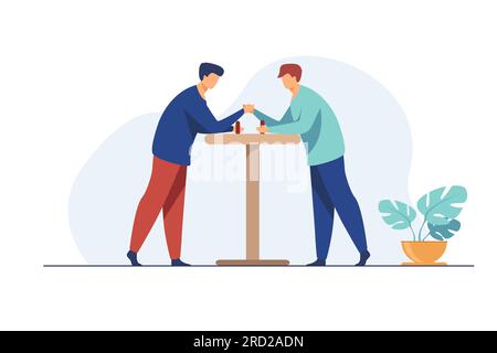 Two men competing in arm wrestling Stock Vector