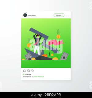 Cartoon of Man Falling Down and Holding Empty Sign Stock Vector Image ...