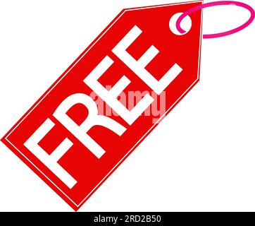 Red Tags with the Word Free on it, Isolated on White Background. Stock Vector