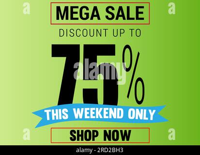 sale banner for special offers, sales, and discounts. Promotion and shopping template for Black Friday 75% off Stock Vector