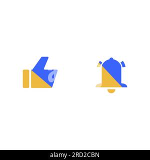 Subscribe button with blog, video channel and social media icons set in Ukrainian style, vector illustration. Stock Vector