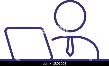 Work on laptop line icon Stock Vector