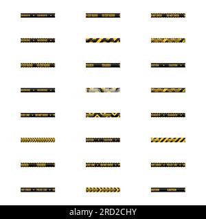 Set of seamless yellow and black warning tapes with text do not cross, warning, caution. Isolated on white background. Design elements for reconstruct Stock Vector
