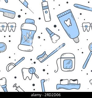 Hand drawn dentistry seamless pattern Stock Vector