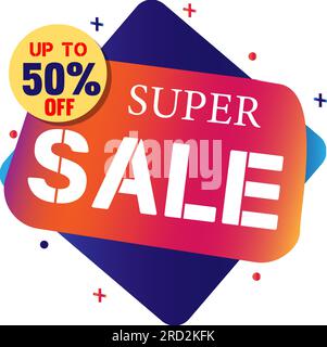 Special Offer Sign. Price Tag For Sale Up To 50 Discount Promotion. Stock Vector