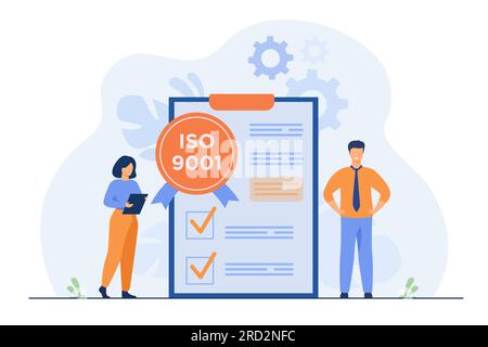 Tiny business people passed standard quality control Stock Vector