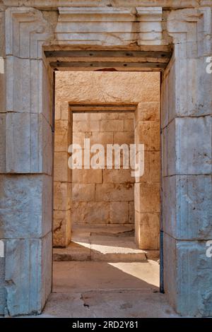 Antalya, Turkey - July 19, 2023: Ruins of the ancient Lycian city Patara. Entrance gate of Theater Stock Photo