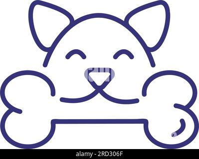 Dog with bone line icon Stock Vector
