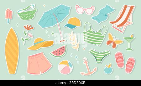 Summer set of cute elements Stock Vector