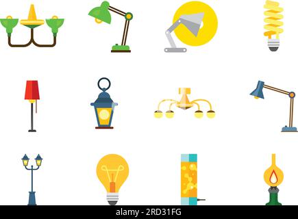 Lamp Icon Set Stock Vector