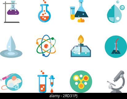 Laboratory Experiment Icons Set Stock Vector