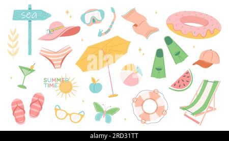 Summer set of cute elements Stock Vector