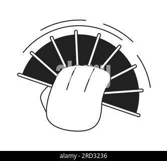 Hand with folding fan cooling down monochromatic flat vector character hand Stock Vector