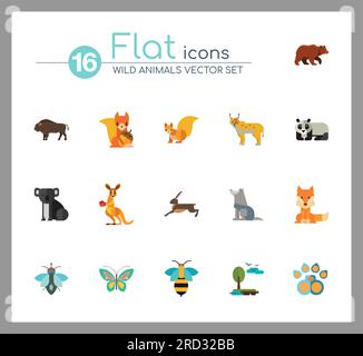 Wild Animals Icon Set Stock Vector