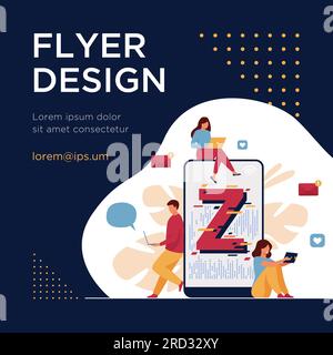 Virtual tiny people messaging in social media Stock Vector