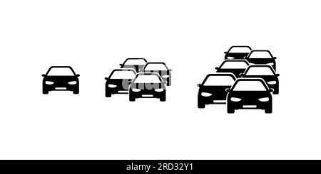 Simple And Clean Cars Traffic Jam Vector Icon Silhouette Illustration On White Background Stock Vector