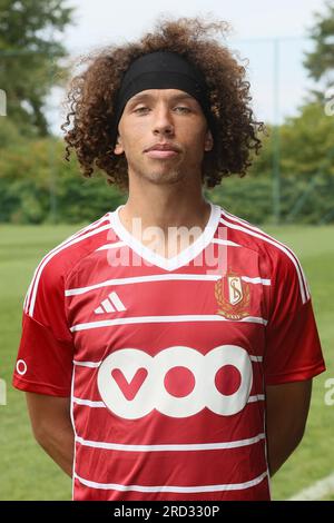 Liege, Belgium. 18th July, 2023. Standard's Marlon Fossey poses for a portrait picture at the 2023-2024 season photoshoot of Belgian Jupiler Pro League team Standard de Liege, Tuesday 18 July 2023 in Liege. BELGA PHOTO BRUNO FAHY Credit: Belga News Agency/Alamy Live News Stock Photo