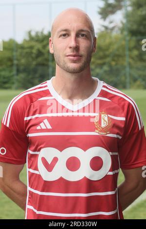 Liege, Belgium. 18th July, 2023. Standard's Gilles Dewaele poses for a portrait picture at the 2023-2024 season photoshoot of Belgian Jupiler Pro League team Standard de Liege, Tuesday 18 July 2023 in Liege. BELGA PHOTO BRUNO FAHY Credit: Belga News Agency/Alamy Live News Stock Photo