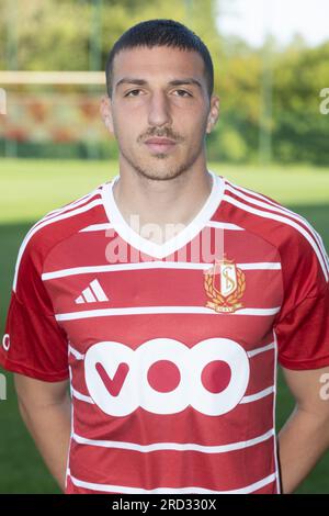 Liege, Belgium. 18th July, 2023. Standard's Osher Davida poses for a portrait picture at the 2023-2024 season photoshoot of Belgian Jupiler Pro League team Standard de Liege, Tuesday 18 July 2023 in Liege. BELGA PHOTO BRUNO FAHY Credit: Belga News Agency/Alamy Live News Stock Photo