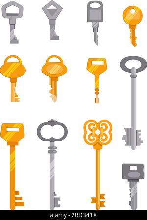 Keys - realistic modern vector set of different shape objects. White ...