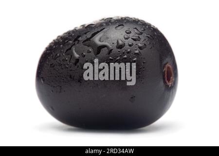 Close-Up of an Indian Ayurvedic medicinal fresh organic fruit jamun (Syzygium Cumini) or black plum isolated on white background. Stock Photo