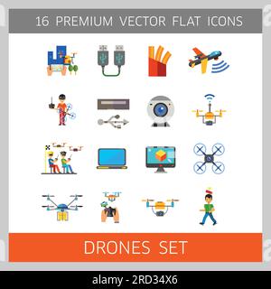 Drones Icon Set Stock Vector